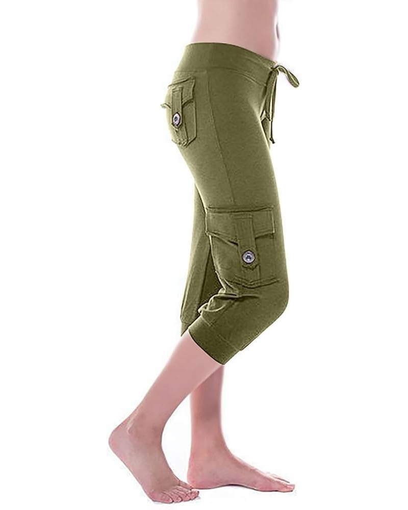 Wide Leg Cargo Pants for Women High Rise Yoga Leggings with Pockets Plus Size Y2K Drawstring Straight Leg Pants Capri Cargo P...