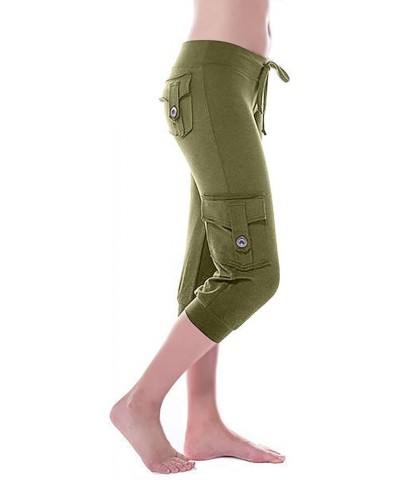 Wide Leg Cargo Pants for Women High Rise Yoga Leggings with Pockets Plus Size Y2K Drawstring Straight Leg Pants Capri Cargo P...