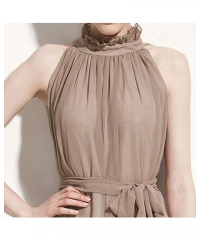 Women's Chiffon Halter Neck Wedding Party Bridesmaid Formal Dress Beige $19.97 Dresses