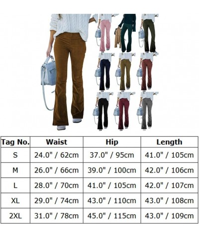 Women Corduroy Flare Pants Elastic Waist Bell Bottom Trousers Bootcut Corduroy Pants Solid Pocket Corduroy Trousers Army Gree...