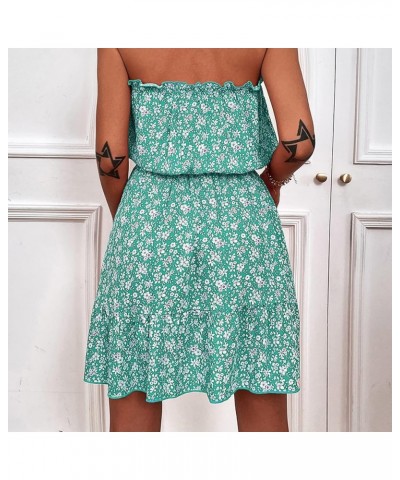 Women Vintage Off Shoulder High Waist Floral Print Beach Mini A Line Dress Red $9.70 Dresses