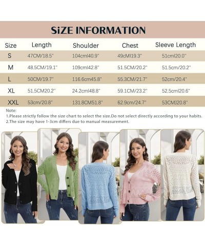 Women's Long Sleeve Open Front Cardigan Cable Knit Cardigan Sweaters Lightweight Hollow Out Button Down Casual Sweater Pink $...