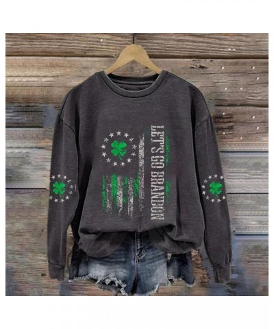 Women's St Patrick's Day Outfits Round Neck Top Cotton Fashion Long Sleeve St Patricks Sweatshirts, S-4XL 3-gray $12.47 Hoodi...