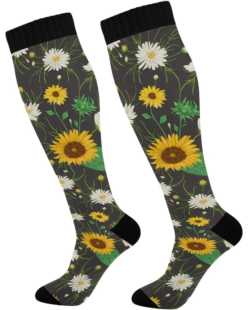 Sunflowers Ladybugs Compression Socks for Women & Men Circulation Long Socks for Running Cycling Athletic Nurse Sunflowers Ch...