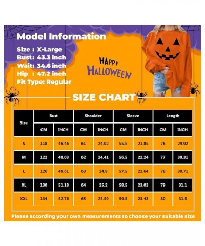 Halloween Sweatshirts For Women,2023 Fall Fashion Cute Pumpkin Graphic Long Sleeve Top Ghost Face Printed Shirt E-orange $7.6...