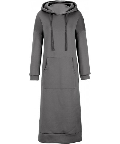 Plus Size Sweater Skirt Womens with Pockets Winter Split Long Sleeve Hoodies Sweatshirts Casual Drawstring Long Dress Dark Gr...