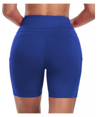 Yoga Shorts for Women High Waist Tummy Control 4 Way Stretch Workout Running Shorts Side Pockets A Shorts-royal Blue $11.52 A...