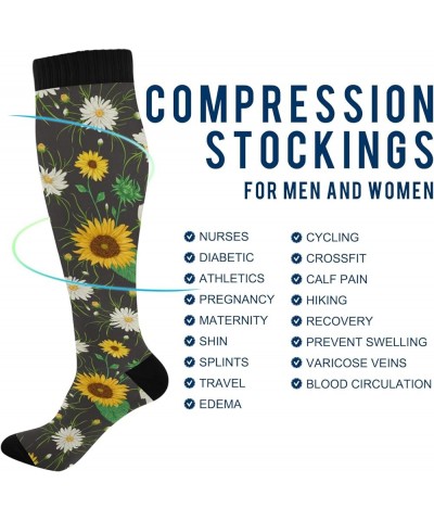 Sunflowers Ladybugs Compression Socks for Women & Men Circulation Long Socks for Running Cycling Athletic Nurse Sunflowers Ch...