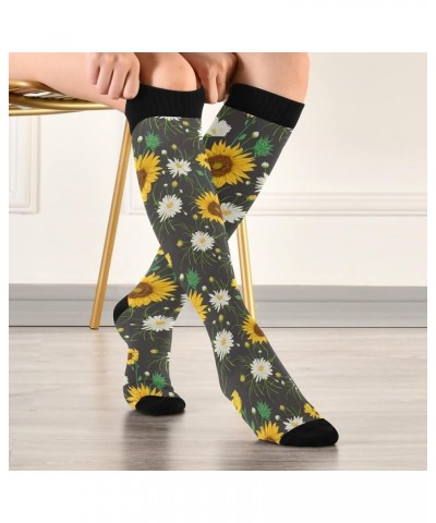 Sunflowers Ladybugs Compression Socks for Women & Men Circulation Long Socks for Running Cycling Athletic Nurse Sunflowers Ch...