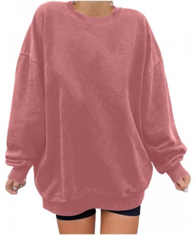 Oversized Long Sleeve Crewneck Sweatshirts For Teen Girls Fall Fashion Womens Pullover Tops Casual Loose y2k Clothes F17-pink...