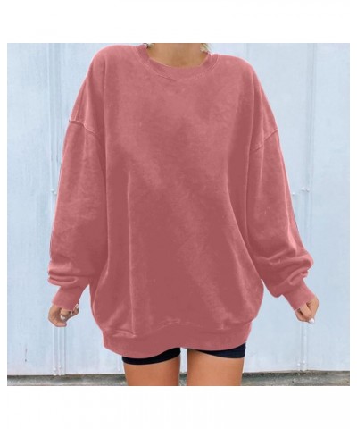 Oversized Long Sleeve Crewneck Sweatshirts For Teen Girls Fall Fashion Womens Pullover Tops Casual Loose y2k Clothes F17-pink...