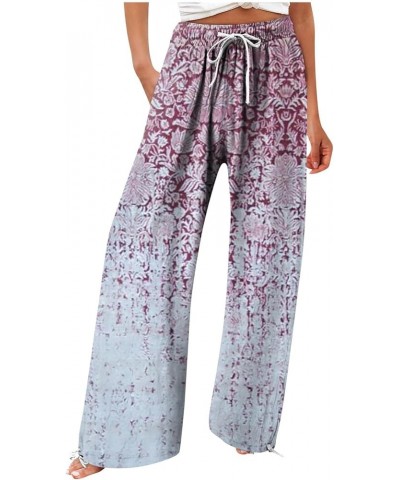 Women's Wide Leg Pants Dressy Plus Size High Waist Drawstring Split Thigh Wide Leg Palazzo Pants 07 Hot Pink $10.32 Pants