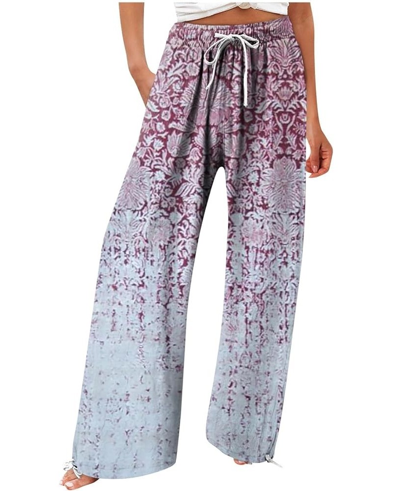 Women's Wide Leg Pants Dressy Plus Size High Waist Drawstring Split Thigh Wide Leg Palazzo Pants 07 Hot Pink $10.32 Pants