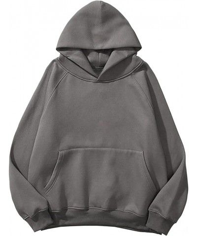 Womens Oversized Fleece Hoodies Sweatshirt Basic Solid Raglan Sleeve Kangaroo Pocket Hooded Pullover Jacket Tops Dark Grey $1...