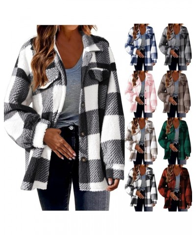 Plaid Shacket Womens Casual Tartan Over Shirt Long Sleeve Trench Coat Wool Blend Flannel Jacket Fall Fashion Clothes A04 khak...