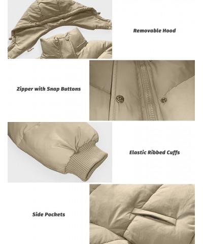 Women's Cropped Puffer Jacket Winter Warm Quilted Short Coats with Pockets Khaki $15.97 Jackets