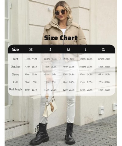 Women's Cropped Puffer Jacket Winter Warm Quilted Short Coats with Pockets Khaki $15.97 Jackets