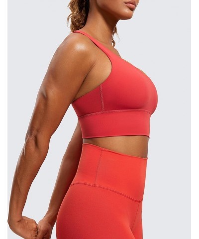 Womens Strappy Longline Sports Bra - Medium Impact Criss Cross Yoga Padded Bras Workout Crop Top Crimson $19.80 Lingerie