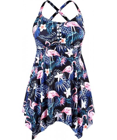 Plus Size Swimsuit for Women Tummy Control 2 Piece Tankini Bathing Suits for Women with Boyshorts Black Flamingo $24.07 Swims...