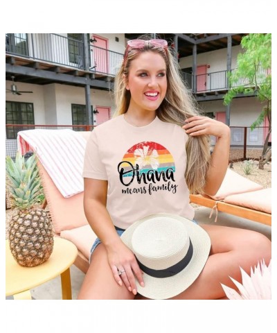 Women Hawaiian Shirts Ohana Means Family Shirt Hawaii Tropical Graphic Tees Tops Summer Beach Camp Short Sleeve T-Shirts Pink...