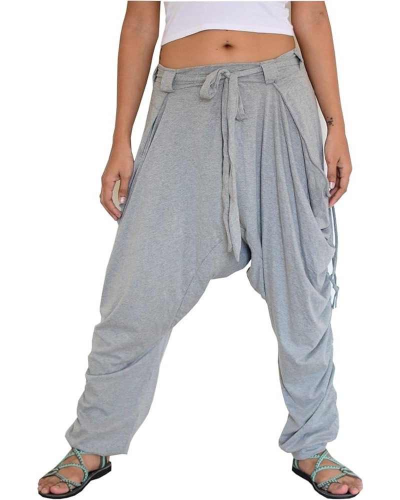 Women Men Harem Pants Palazzo Dhoti Style 2 Pockets Cotton Silver $21.55 Pants