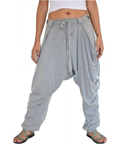 Women Men Harem Pants Palazzo Dhoti Style 2 Pockets Cotton Silver $21.55 Pants