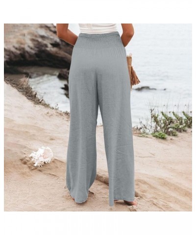 Women Summer High Waisted Palazzo Pants Wide Leg Long Lounge Pant Womens Flowy Beach Work Boho Casual Trousers Grey-d $10.96 ...