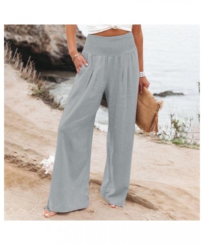 Women Summer High Waisted Palazzo Pants Wide Leg Long Lounge Pant Womens Flowy Beach Work Boho Casual Trousers Grey-d $10.96 ...