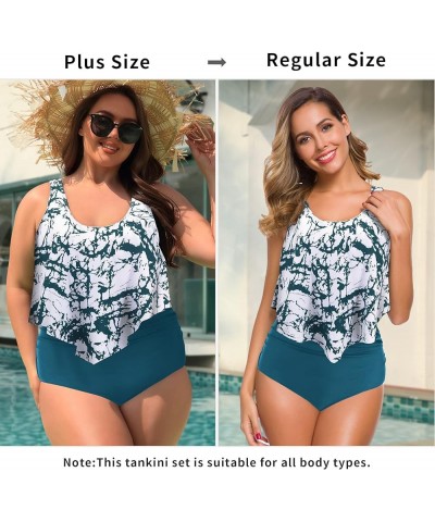 Swimsuits for Women Two Piece Bathing Suits Ruffled Flounce Top High Waisted Bikini Set(Available in Plus Size) 13blue $19.37...