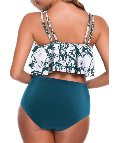 Swimsuits for Women Two Piece Bathing Suits Ruffled Flounce Top High Waisted Bikini Set(Available in Plus Size) 13blue $19.37...