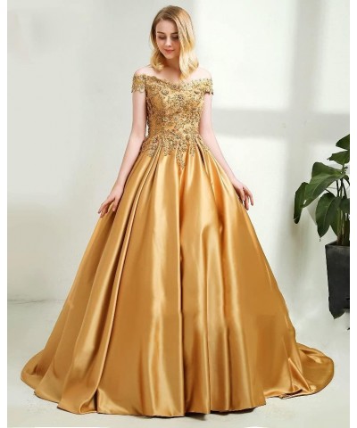 Zhangy Puffy Long Off The Shoulder Quinceanera Dresses Ball Gowns Satin Lace Sweetheart Prom Dresses 2022 for Women CXL014 Li...