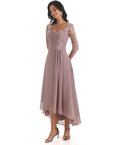 Lace Appliques Mother of The Bride Dresses for Women Tea Length Chiffon Formal Evening Party Gown Mauve $45.00 Dresses