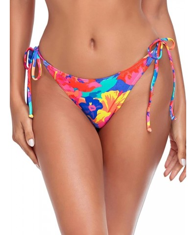 Women's Thong Bikini Bottom Colorful Floral $11.59 Swimsuits