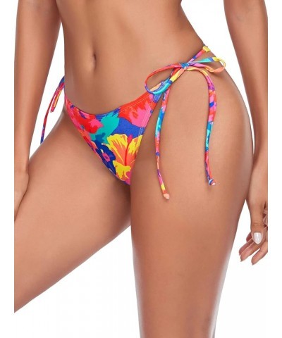 Women's Thong Bikini Bottom Colorful Floral $11.59 Swimsuits