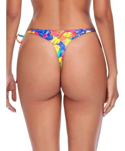 Women's Thong Bikini Bottom Colorful Floral $11.59 Swimsuits