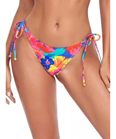 Women's Thong Bikini Bottom Colorful Floral $11.59 Swimsuits