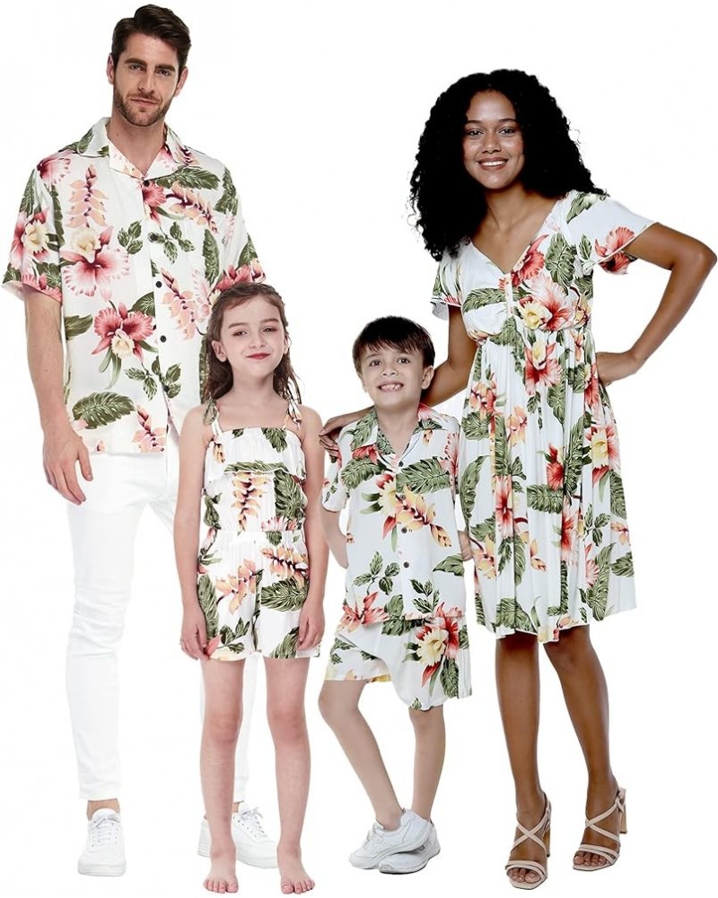 Matchable Family Hawaiian Luau Men Women Girl Boy Clothes in Cream Rafelsia Women Women Fairy $18.00 Dresses