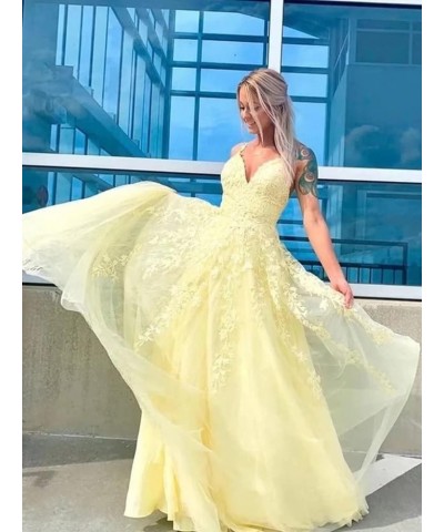 Chic Tulle Appliques Prom Dresses Long Ball Gown V Neck Lace Formal Dress for Women Wedding Gowns Coral $43.24 Dresses