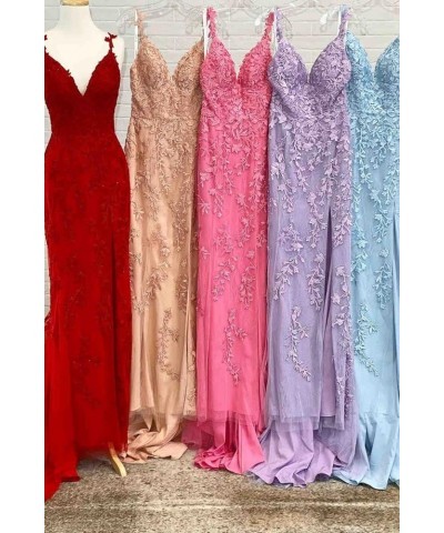 Chic Tulle Appliques Prom Dresses Long Ball Gown V Neck Lace Formal Dress for Women Wedding Gowns Coral $43.24 Dresses