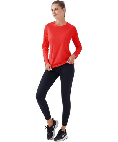 Women's UPF 50+ Sun Protection Long Sleeve Shirts Rash Guard Shirts Quick Dry Lightweight Hiking Shirts Red $12.71 Activewear