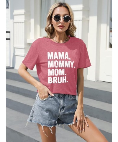 Mama Shirt for Women Mama Mommy Mom Bruh Mother's Day T Shirts Funny Short Sleeve Casual Tops Tees Pink $10.58 Others