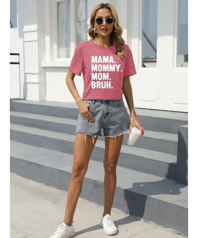 Mama Shirt for Women Mama Mommy Mom Bruh Mother's Day T Shirts Funny Short Sleeve Casual Tops Tees Pink $10.58 Others