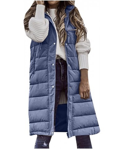 Womens Long Vest Winter Warm Reversible Coats Sleeveless Fleece Jacket Casual Hooded Zipper Outwear with Pockets 01blue $12.0...