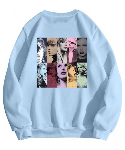 Womens Sweatshirt Casual Crewneck Long Sleeve Oversize Pullover Tops Vintage 1989 Concert Fan Sweatshirts Z1-light Blue $9.68...