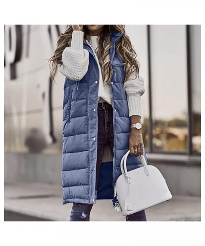 Womens Long Vest Winter Warm Reversible Coats Sleeveless Fleece Jacket Casual Hooded Zipper Outwear with Pockets 01blue $12.0...