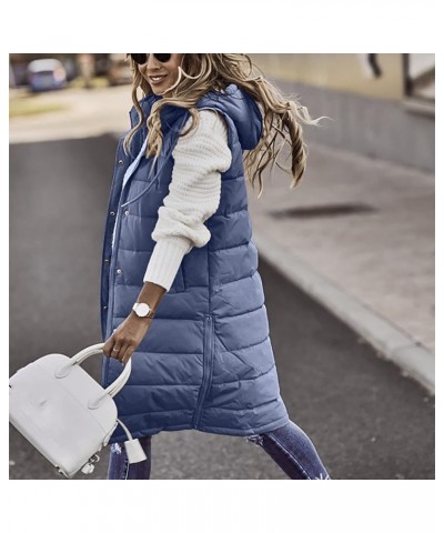 Womens Long Vest Winter Warm Reversible Coats Sleeveless Fleece Jacket Casual Hooded Zipper Outwear with Pockets 01blue $12.0...