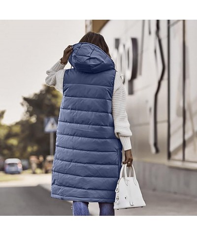 Womens Long Vest Winter Warm Reversible Coats Sleeveless Fleece Jacket Casual Hooded Zipper Outwear with Pockets 01blue $12.0...