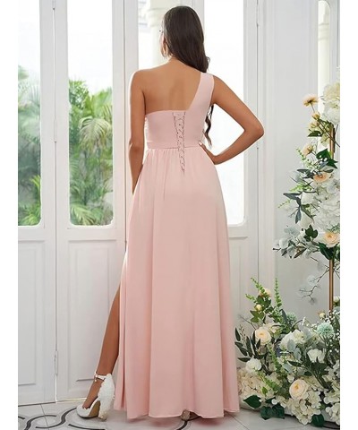 One Shoulder Bridesmaid Dresses Long for Women Split Chiffon Formal Dresses for Wedding Guest White $24.60 Dresses