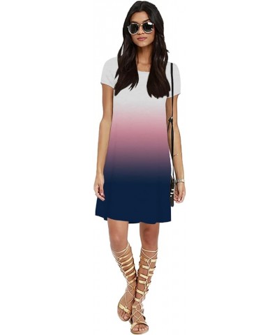 Womens Summer Dress Casual Crewneck Swing Tunic Dress with Pockets D1-purple $17.69 Dresses