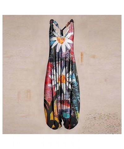 Jumpsuits For Women Plus Size Summer Overalls Womens Rompers And Jumpsuits Baggy Loose Boho Printed 2023 Jumpsuit 03-multicol...